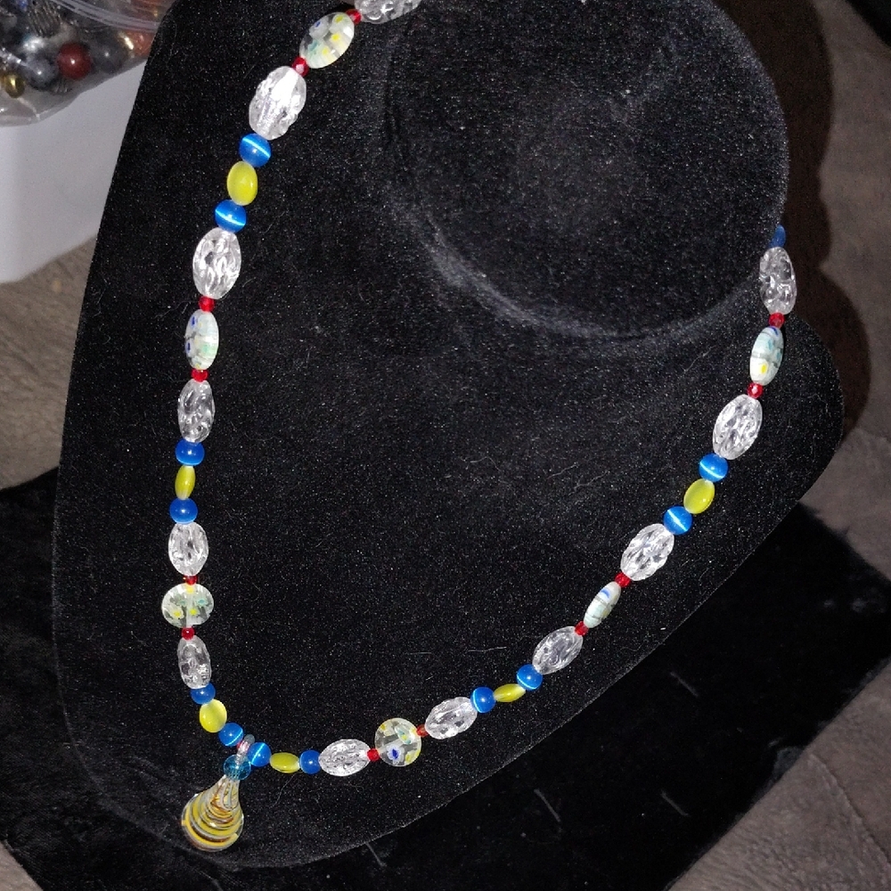 Colorful Art Glass Beaded Necklace